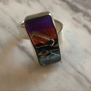 Handmade Glass and Sliver Ring